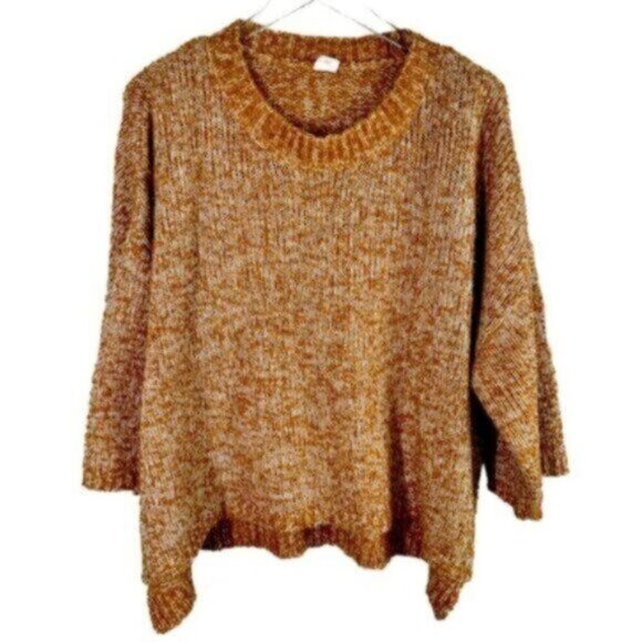 Sun & Shadow Sweaters - Sun & Shadow | Carmel Brown & Cream Boxy Sweater Size Large